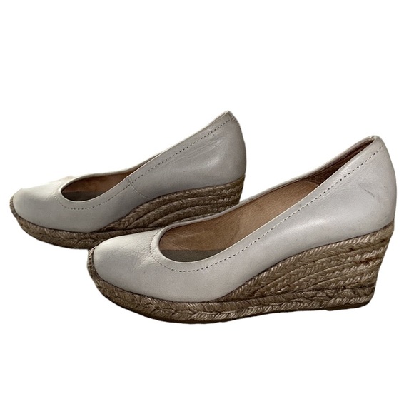 Kanna Light Gray Leather Wedges Espadrilles - 37 / 6.5 - Picture 4 of 14